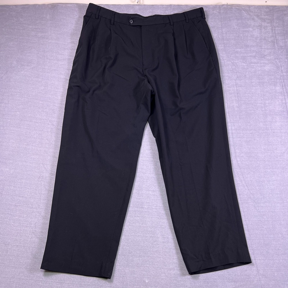 George GM09Y096B Pleated Straight High Rise Chino Trousers Mens 44x30 Black